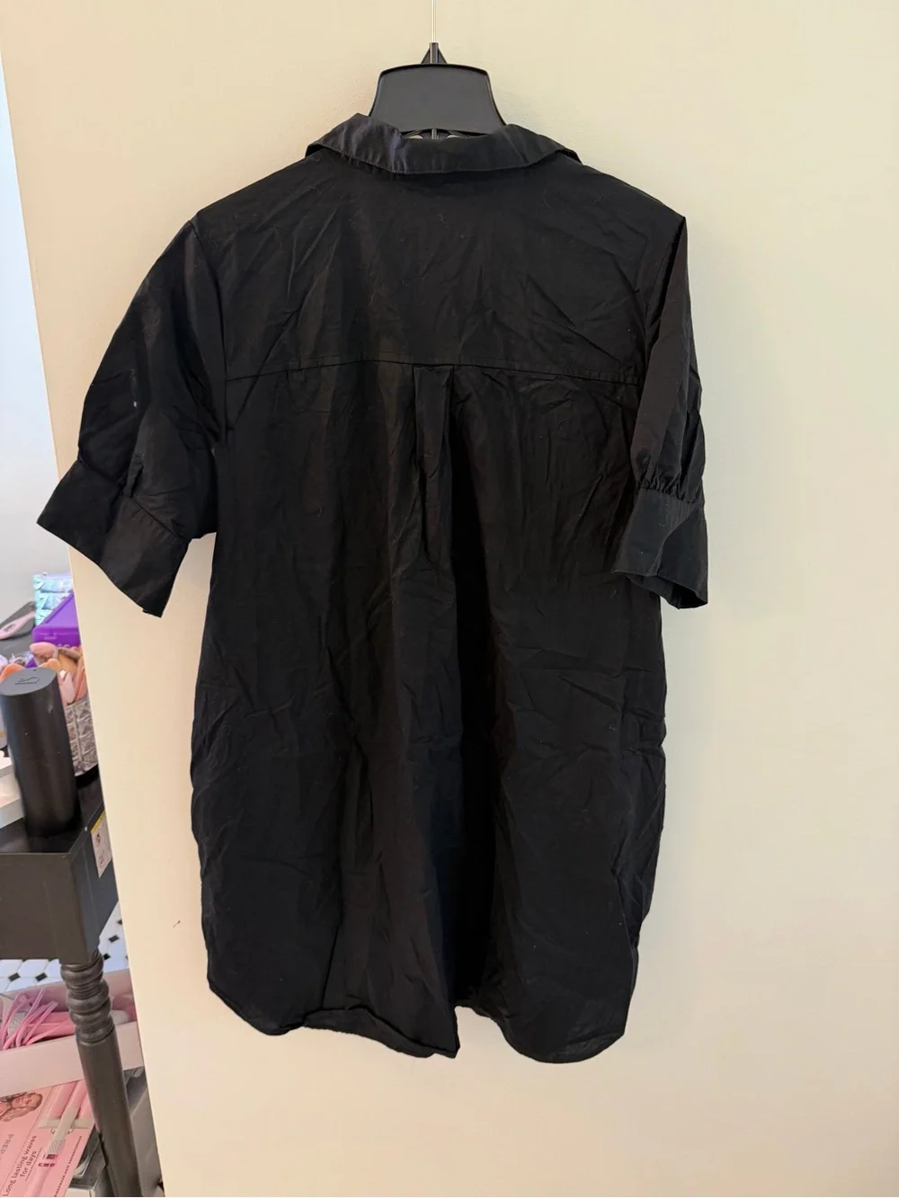 Old Navy Women’s Button Down Shirt Dress Black Short Sleeve XL - Picture 4 of 4